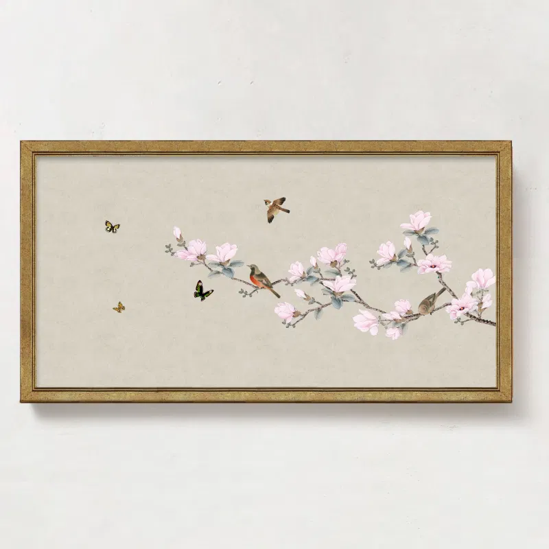 Tranh indochine Hoa đào bên cửa - Whispers of Spring