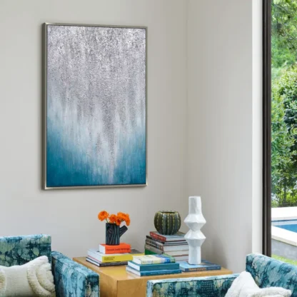 Silver Aqua - Tranh sơn dầu trừu tượng 60x80 - Ảnh 2
