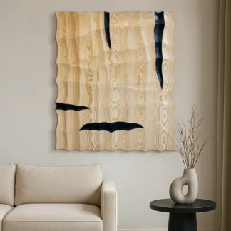 Tranh gỗ vân sóng hiện đại 3d treo hành lang