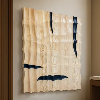 Tranh gỗ vân sóng hiện đại 3d treo hành lang