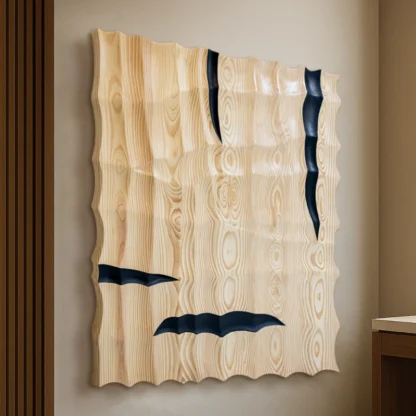 Tranh gỗ vân sóng hiện đại 3d treo hành lang Tranh gỗ vân sóng hiện đại 3d treo hành lang