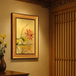 tranh hoa sen phòng thờ