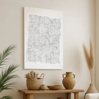 Silent Relief – tranh Boho texture trắng hiện đại