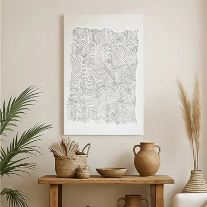 Tranh texture trắng phong cách Boho Silent Relief – tranh Boho texture trắng hiện đại