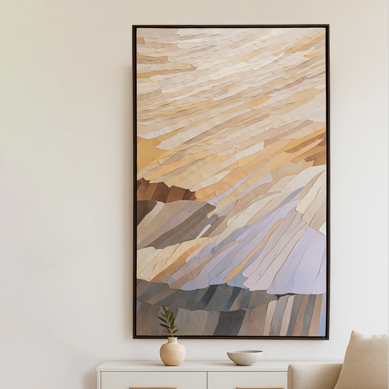 tranh 3d giấy mỹ thuật xếp tầng hiện đại phòng khách