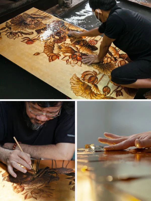 tranh sơn mài sản xuất công phu