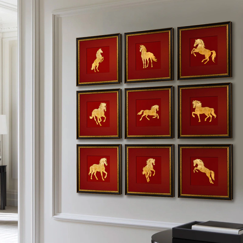 Cửu Mã bộ tranh quà tăng doanh nghiệp cao cấp trang trí nhà sang trọng