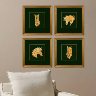 Bộ 4 tranh ngựa Cát Vận Tinh Tượng - Tranh Phong Thuỷ Đầu Ngựa Cao Cấp