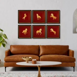 Lục mã bộ 6 tranh quà tặng đối tác cao cấp trang trí phòng khách