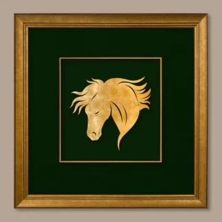 Dũng Mã – Tranh Đầu Ngựa Mạnh Mẽ Dát Vàng