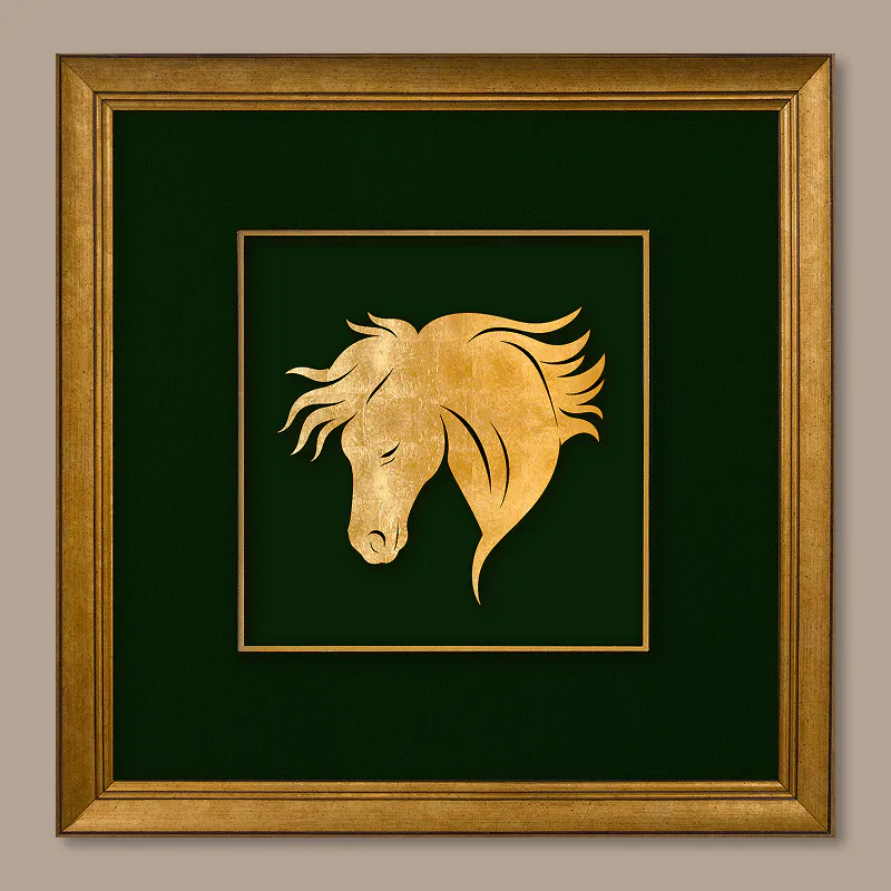 Dũng Mã – Tranh Đầu Ngựa Mạnh Mẽ Dát Vàng