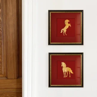 bộ 2 tranh ngựa song mã quà tặng khách hàng vip cuối năm treo phòng khách