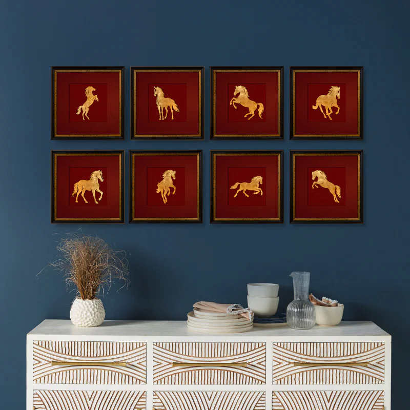 bộ 4 tranh bát mã quà tặng tết phòng thuỷ treo phòng khách