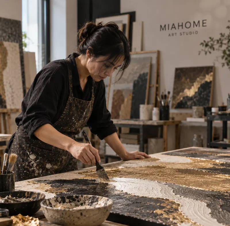 Họa sĩ thực hiện artwork theo yêu cầu tại Mia Home Studio