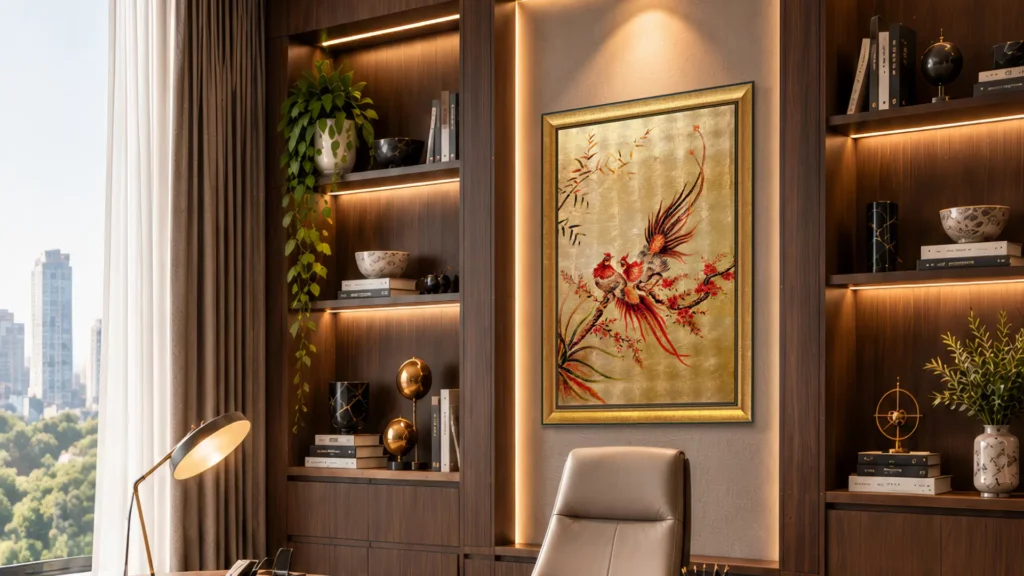 tranh quà tặng cao cấp kim kê đắc lộc