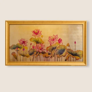 Tranh Hồng Liên Phú Quý – Tài Lộc Viên Mãn