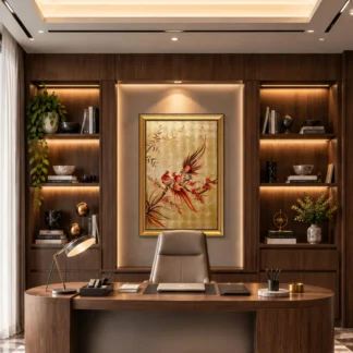 tranh sơn mài kim kê đặc lộc