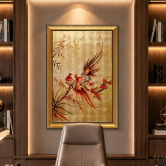 tranh sơn mài kim kê đặc lộc